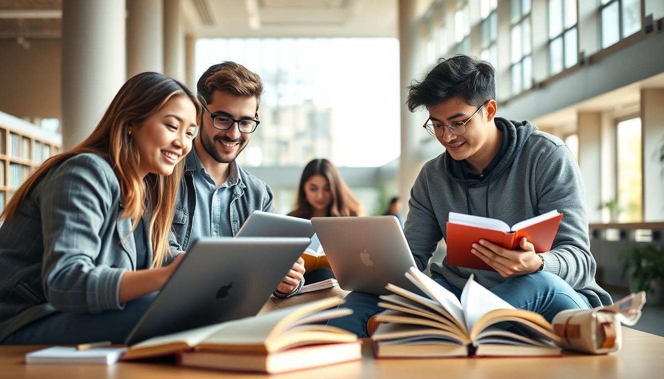Students collaborating in study space